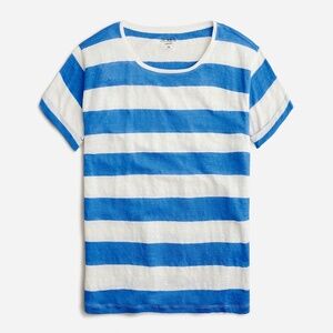 J.Crew Linen Roll-cuff Crewneck T-shirt in Stripe